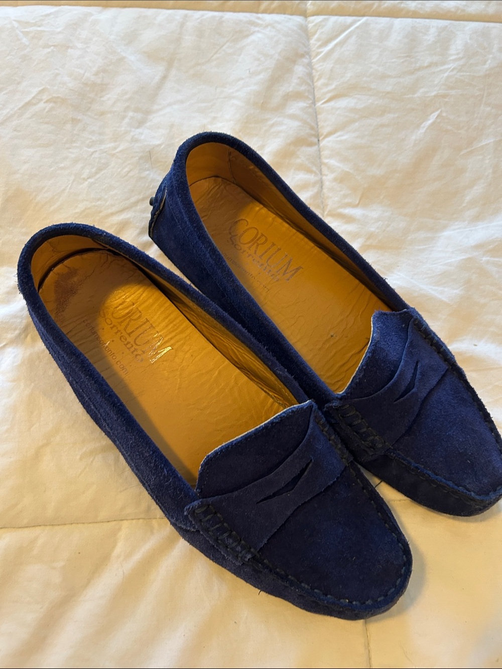 Women's Navy Suede Penny Loafers